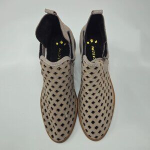 Musse & Cloud Taupe Metallic Perforated Suede Leather Booties, Sz 40 EU/9-9.5 US